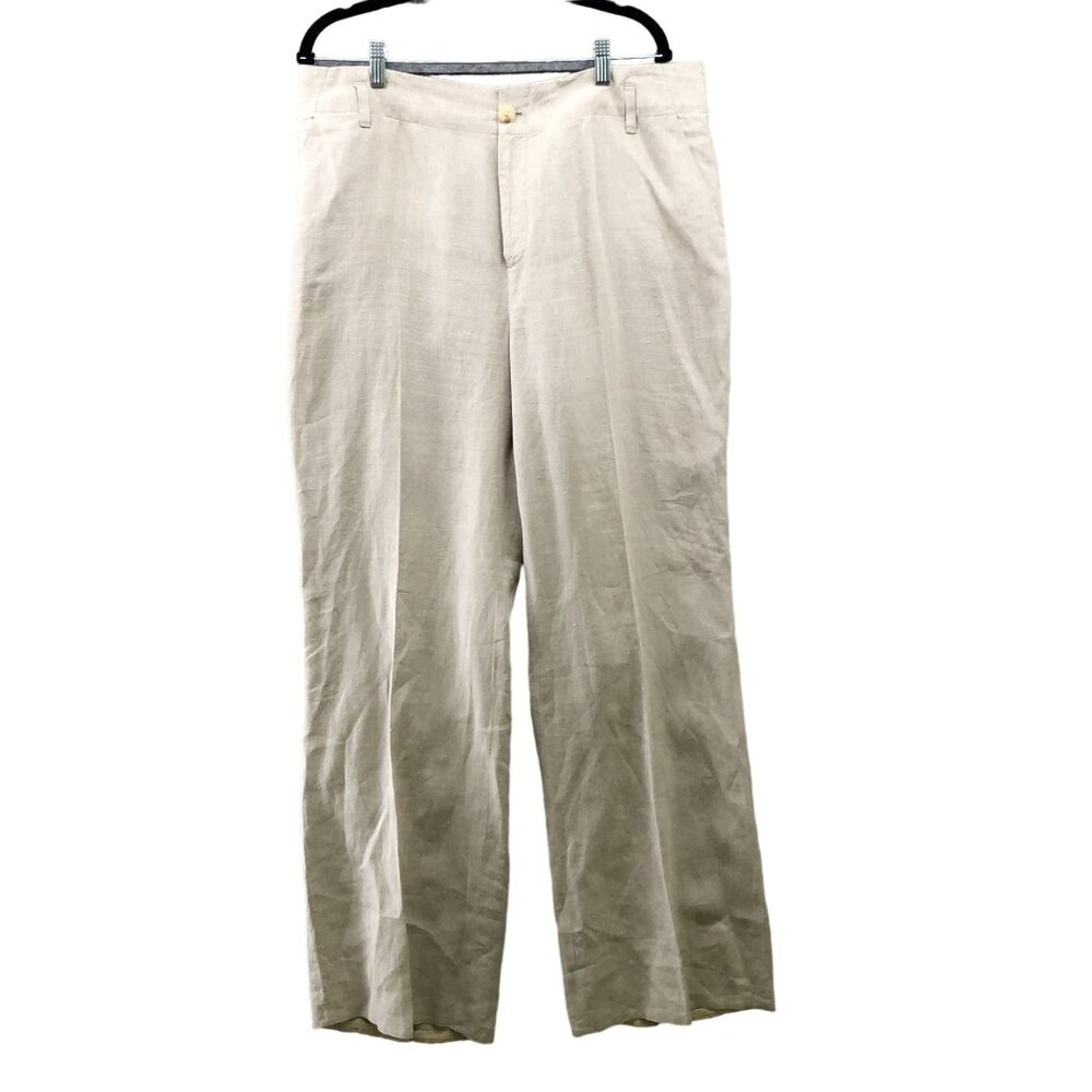 Casual Corner Beige Linen Blend Wide-Leg Trousers